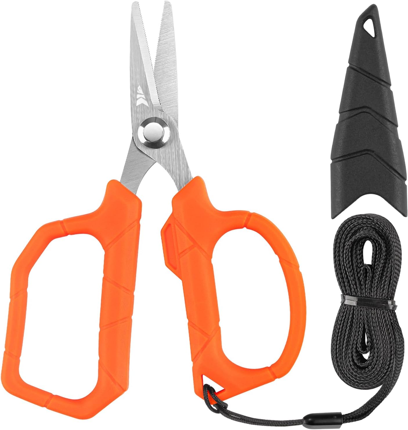 KastKing Paradox 4.5-Inch Fishing Scissors, Stainless Steel Precision Fishing Line Cutters With Non-Slip Grip, Protective Sheath, and Neck Lanyard, Small Scissors for Braided Fishing Line