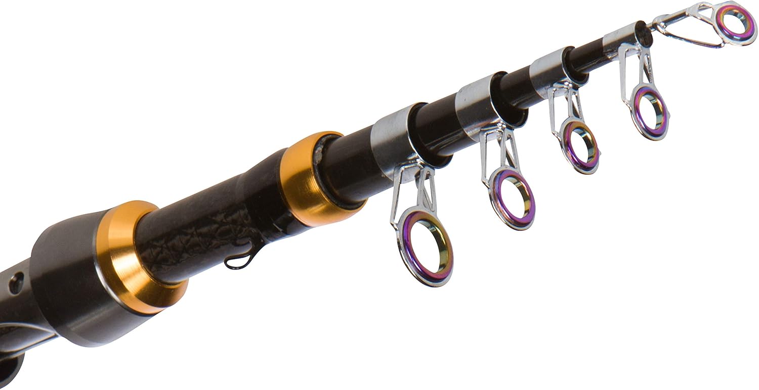 High Altitude Brands Lightweight Portable Telescopic Fishing Pole, Case and Available with Spinning Reel Rod Combo, Motorcycle, Car, Hiking, Backpacking, Wheelchair Travel Gear, Collapsible Poles