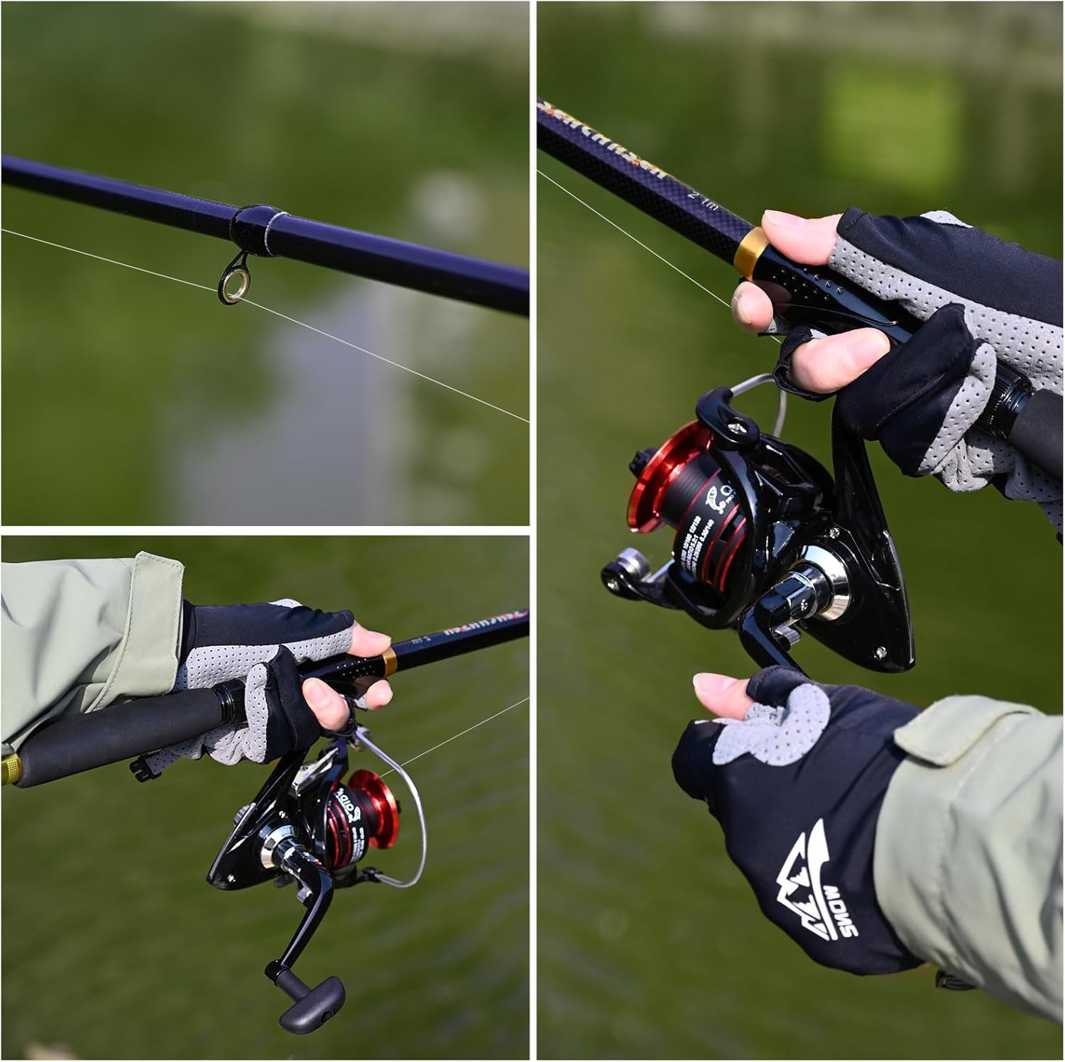 6.89ft Fishing Rod and Reel Combo, 2PCS Telescopic Carbon Fiber Fishing Rod, Spinning Reels *2, Fishing Line *2, Fishing Hooks Bait Set, Portable Fishing Pole Set with Carrier Bag