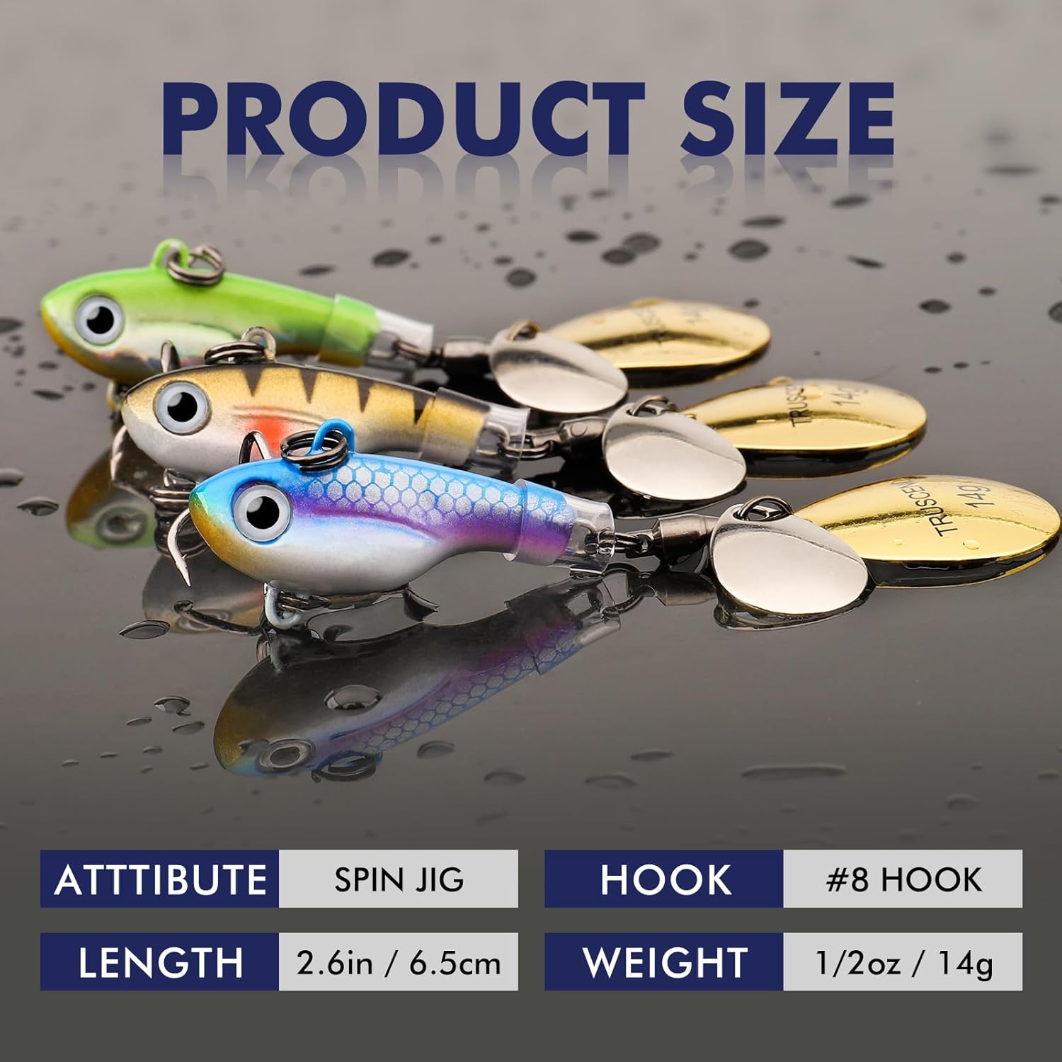 TRUSCEND Swimming or Jigging Fishing Spinners with Two-Way Spinning Spoons System, Rooster Tail Fishing Lures with Flash Copper Body & Blade, Freshwater and Saltwater Blade Bait for Bass Walleye Trout
