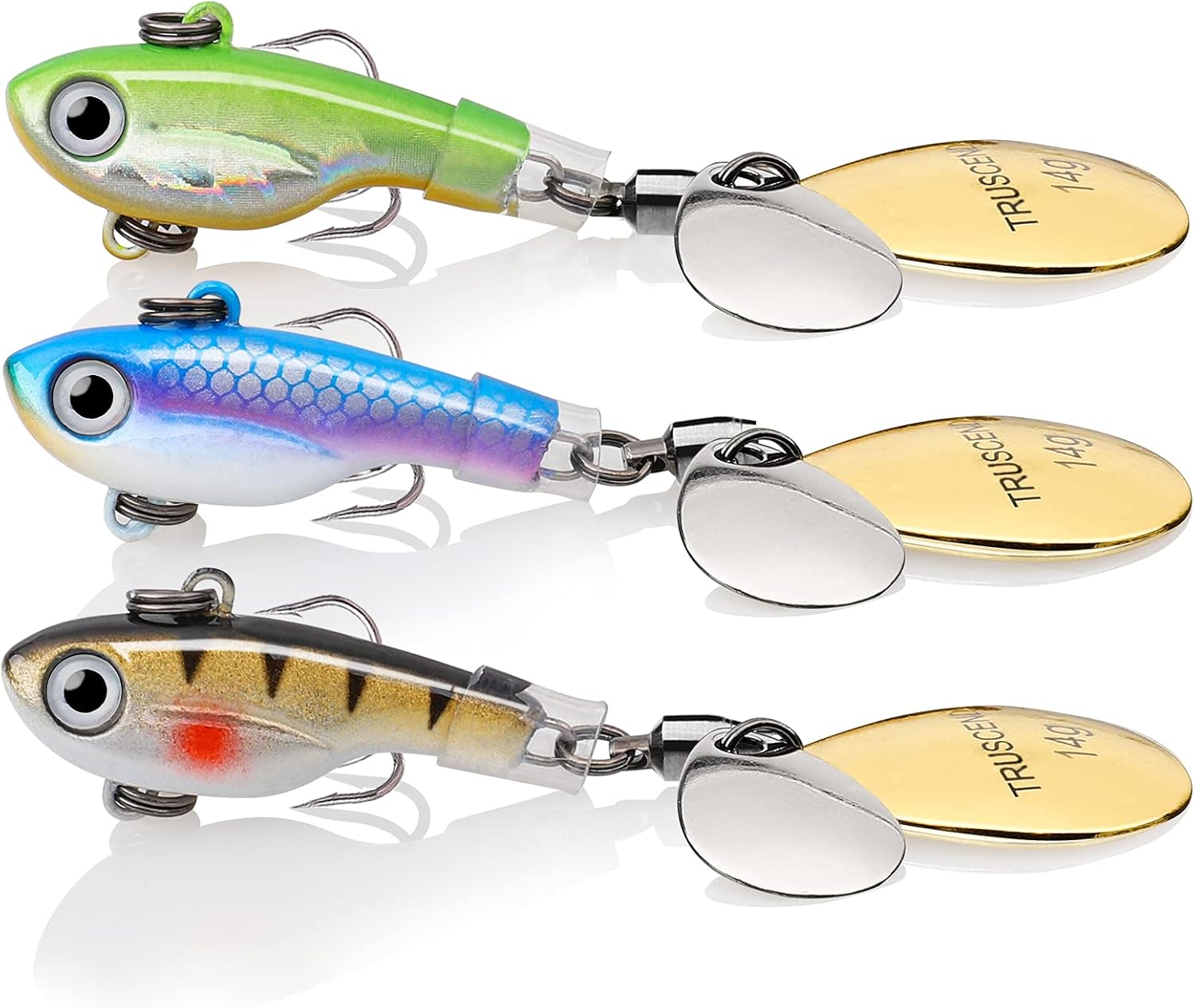 TRUSCEND Swimming or Jigging Fishing Spinners with Two-Way Spinning Spoons System, Rooster Tail Fishing Lures with Flash Copper Body & Blade, Freshwater and Saltwater Blade Bait for Bass Walleye Trout