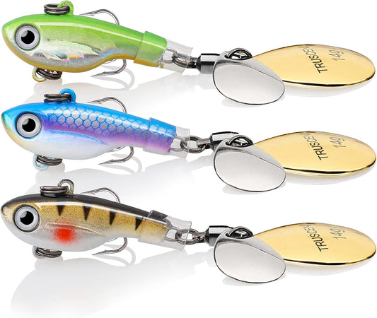 TRUSCEND Swimming or Jigging Fishing Spinners with Two-Way Spinning Spoons System, Rooster Tail Fishing Lures with Flash Copper Body & Blade, Freshwater and Saltwater Blade Bait for Bass Walleye Trout