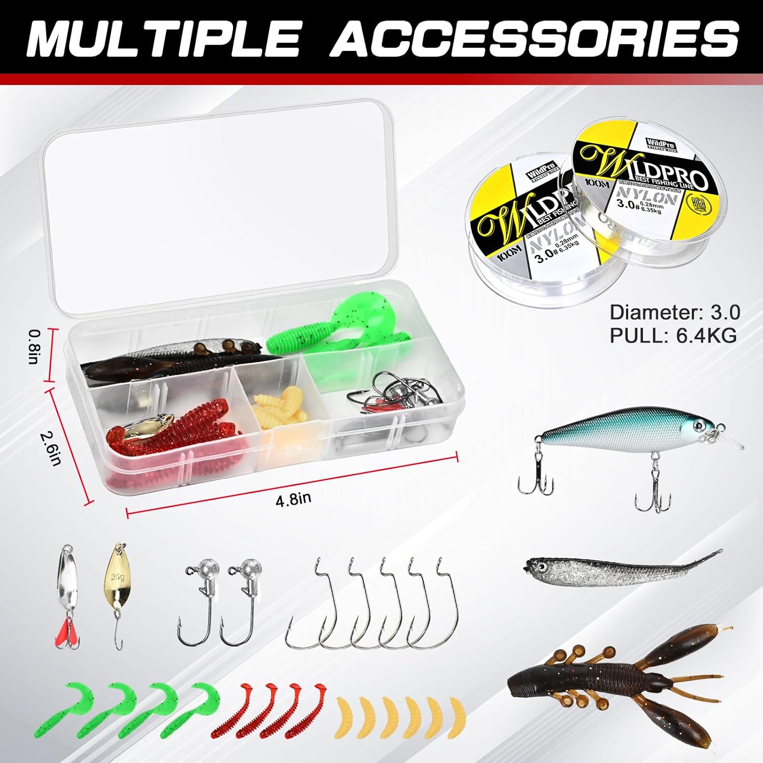 6.89ft Fishing Rod and Reel Combo, 2PCS Telescopic Carbon Fiber Fishing Rod, Spinning Reels *2, Fishing Line *2, Fishing Hooks Bait Set, Portable Fishing Pole Set with Carrier Bag