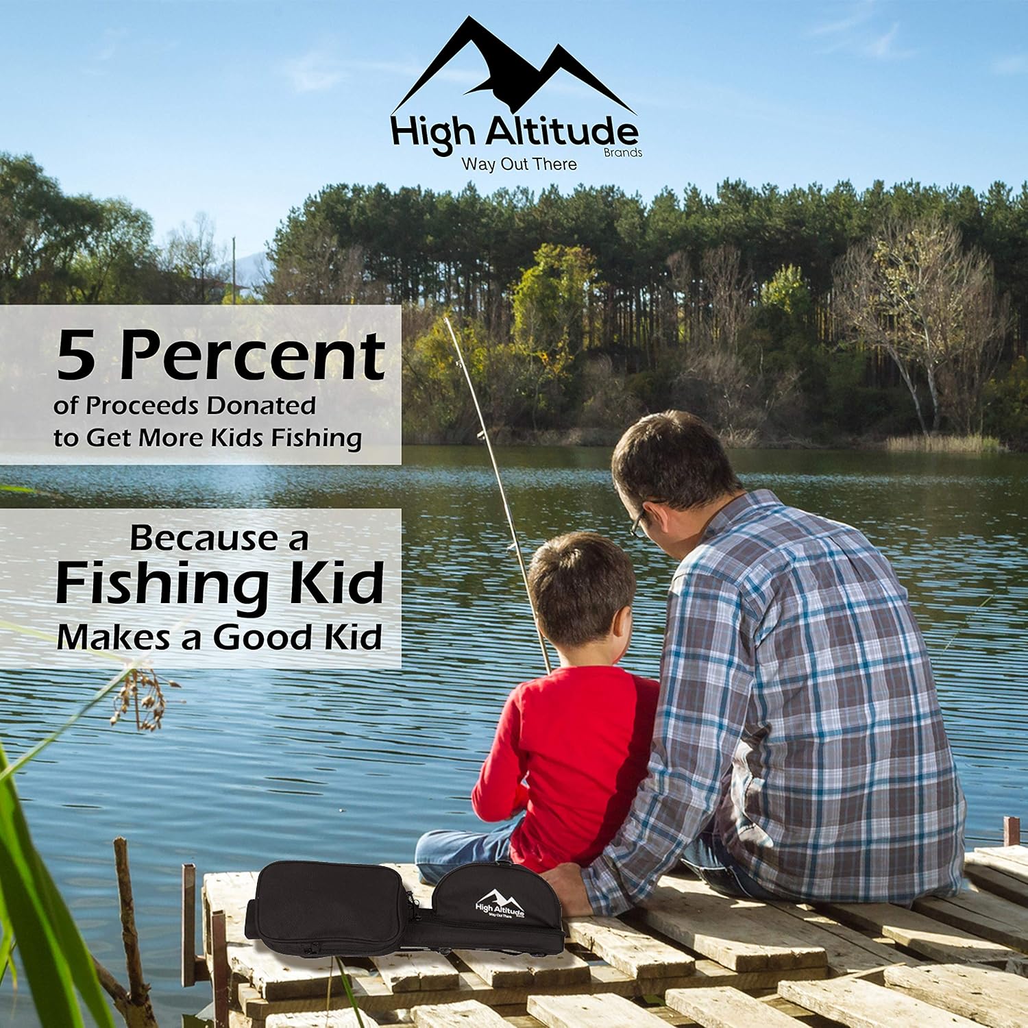 High Altitude Brands Lightweight Portable Telescopic Fishing Pole, Case and Available with Spinning Reel Rod Combo, Motorcycle, Car, Hiking, Backpacking, Wheelchair Travel Gear, Collapsible Poles