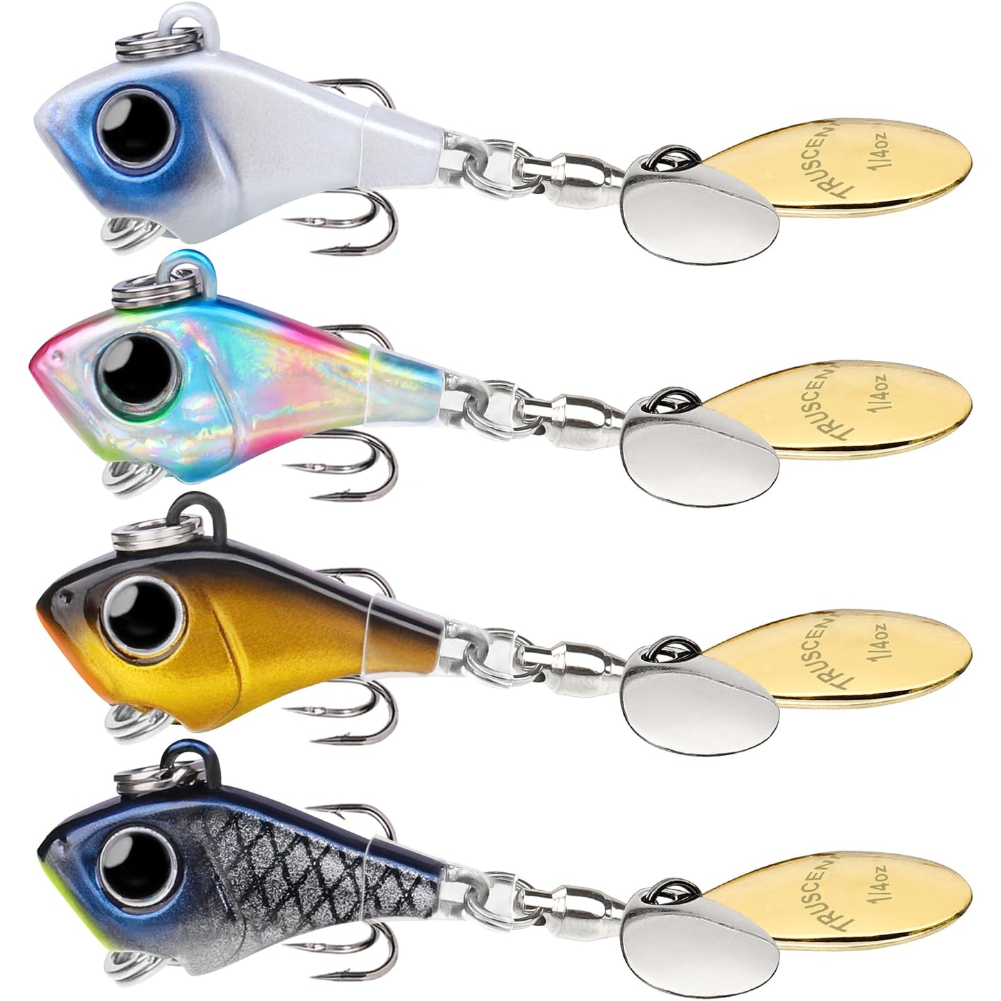 TRUSCEND Swimming or Jigging Fishing Spinners with Two-Way Spinning Spoons System, Rooster Tail Fishing Lures with Flash Copper Body & Blade, Freshwater and Saltwater Blade Bait for Bass Walleye Trout
