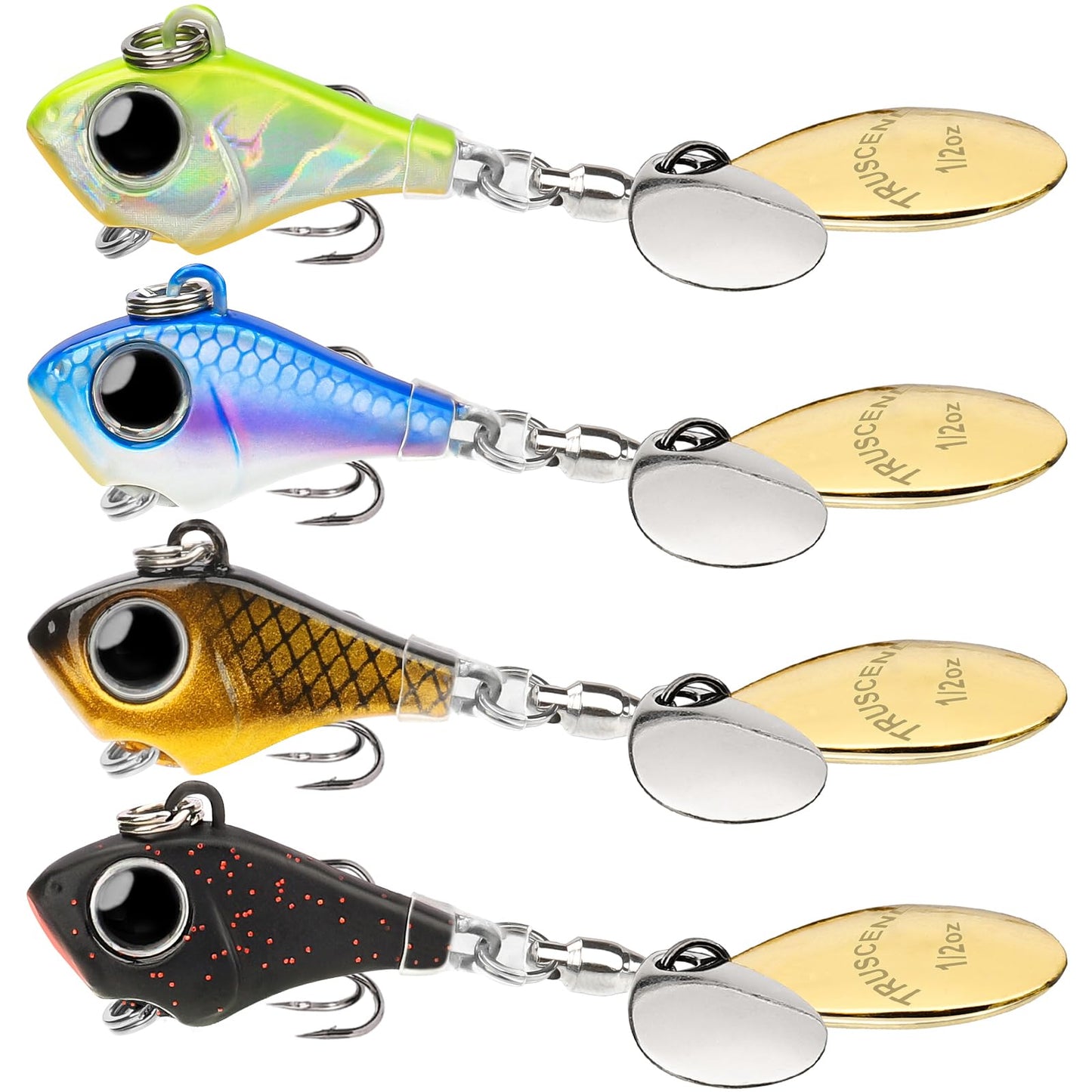 TRUSCEND Swimming or Jigging Fishing Spinners with Two-Way Spinning Spoons System, Rooster Tail Fishing Lures with Flash Copper Body & Blade, Freshwater and Saltwater Blade Bait for Bass Walleye Trout