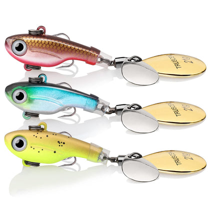 TRUSCEND Swimming or Jigging Fishing Spinners with Two-Way Spinning Spoons System, Rooster Tail Fishing Lures with Flash Copper Body & Blade, Freshwater and Saltwater Blade Bait for Bass Walleye Trout
