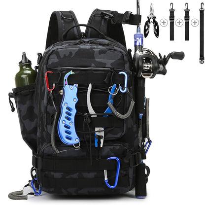 Fishing Tackle Backpack Storage Bag, Outdoor Shoulder Backpack, Fishing Gear Bags with Rod Holder and Fishing Plier
