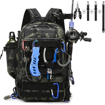 Fishing Tackle Backpack Storage Bag, Outdoor Shoulder Backpack, Fishing Gear Bags with Rod Holder and Fishing Plier
