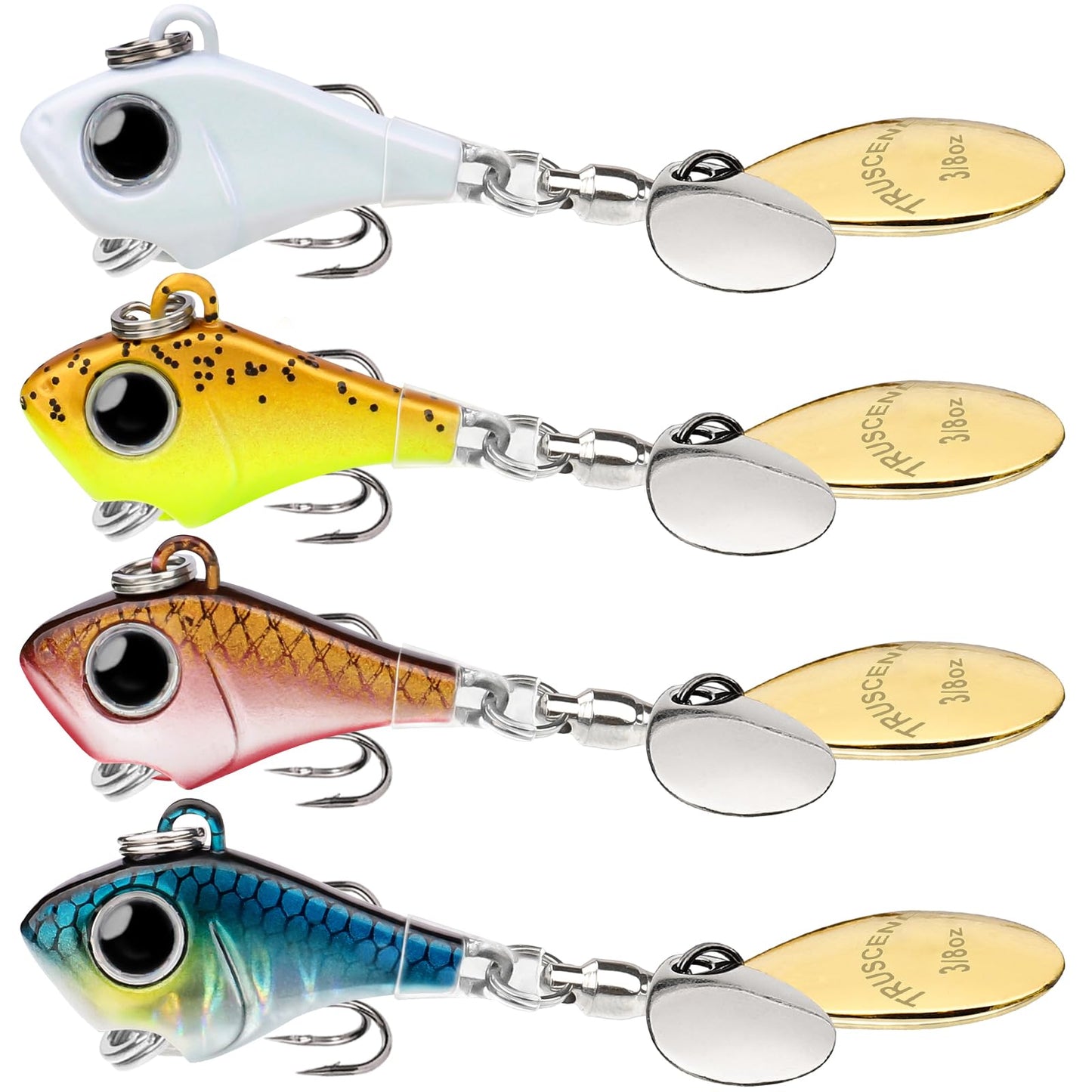TRUSCEND Swimming or Jigging Fishing Spinners with Two-Way Spinning Spoons System, Rooster Tail Fishing Lures with Flash Copper Body & Blade, Freshwater and Saltwater Blade Bait for Bass Walleye Trout