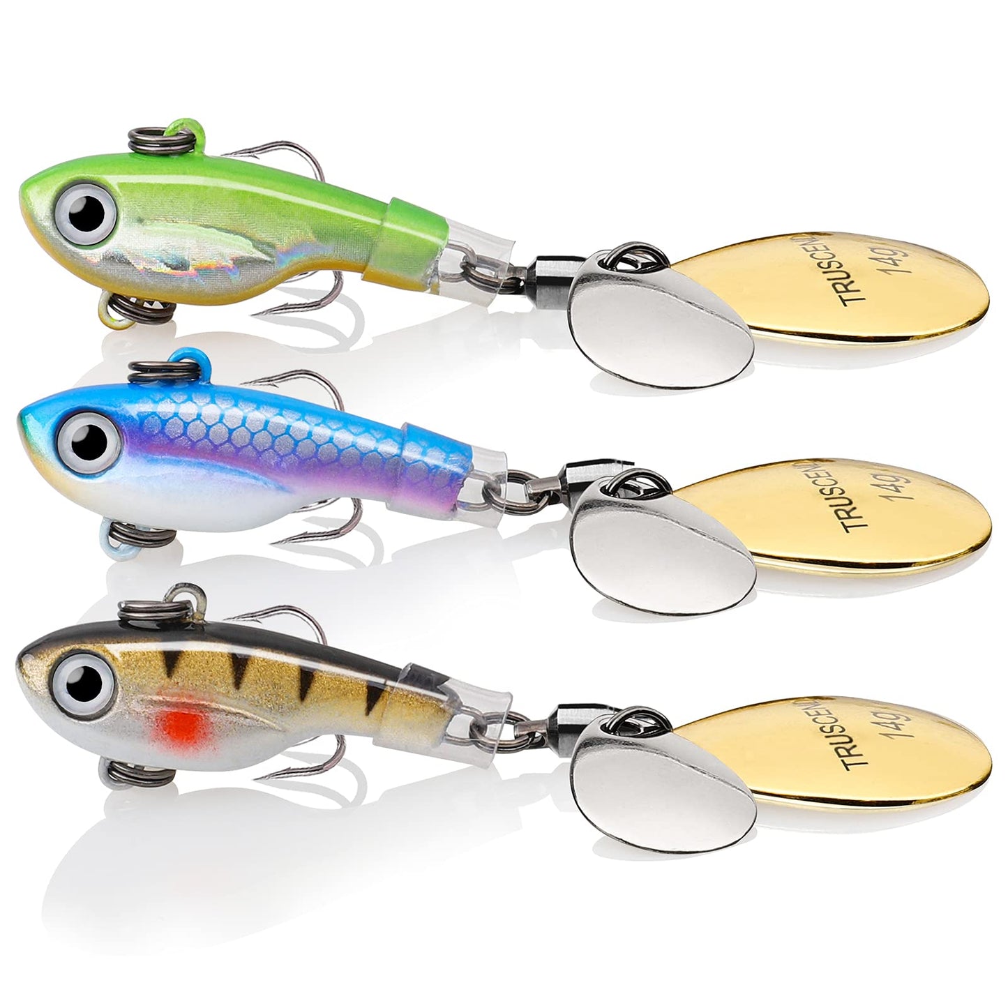 TRUSCEND Swimming or Jigging Fishing Spinners with Two-Way Spinning Spoons System, Rooster Tail Fishing Lures with Flash Copper Body & Blade, Freshwater and Saltwater Blade Bait for Bass Walleye Trout