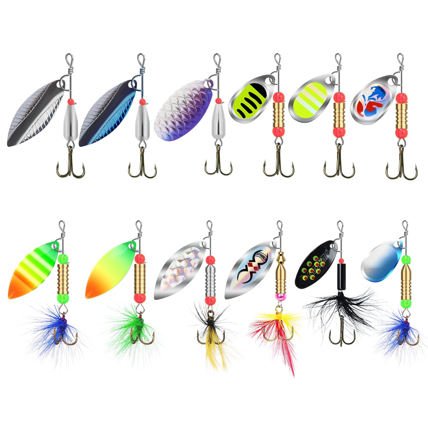 TRUSCEND Swimming or Jigging Fishing Spinners with Two-Way Spinning Spoons System, Rooster Tail Fishing Lures with Flash Copper Body & Blade, Freshwater and Saltwater Blade Bait for Bass Walleye Trout