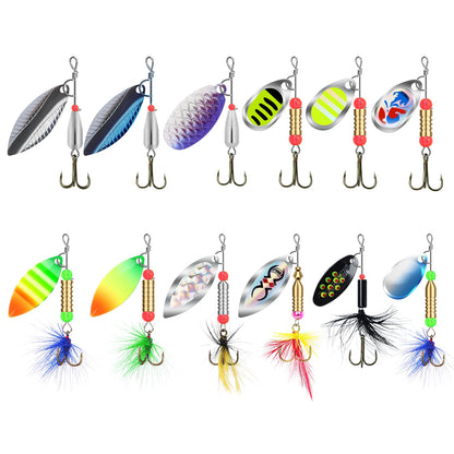 TRUSCEND Swimming or Jigging Fishing Spinners with Two-Way Spinning Spoons System, Rooster Tail Fishing Lures with Flash Copper Body & Blade, Freshwater and Saltwater Blade Bait for Bass Walleye Trout