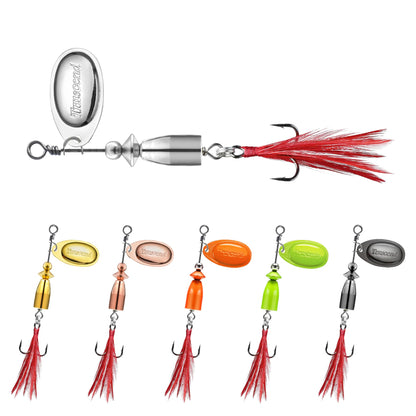 TRUSCEND Swimming or Jigging Fishing Spinners with Two-Way Spinning Spoons System, Rooster Tail Fishing Lures with Flash Copper Body & Blade, Freshwater and Saltwater Blade Bait for Bass Walleye Trout
