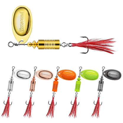 TRUSCEND Swimming or Jigging Fishing Spinners with Two-Way Spinning Spoons System, Rooster Tail Fishing Lures with Flash Copper Body & Blade, Freshwater and Saltwater Blade Bait for Bass Walleye Trout