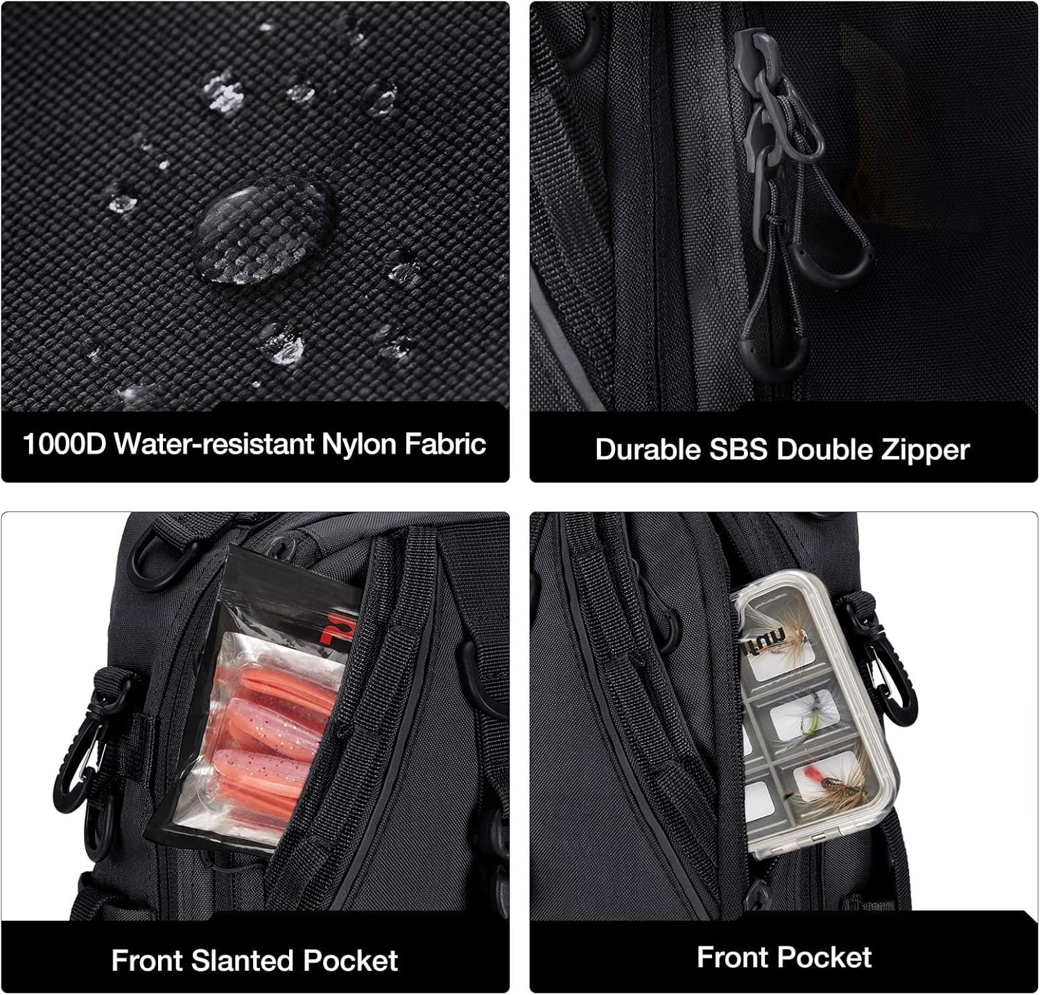 Piscifun Fishing Tackle Backpack with Rod & Gear Holder, Lightweight Outdoor Water-Resistant Fishing Shoulder Storage Bag